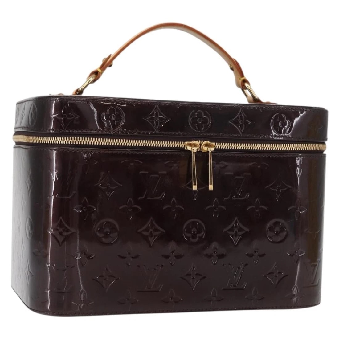 LOUIS VUITTON MONOGRAM VERNIS VANITY: LOUIS VUITTON Monogram Vernis Vanity Brand: LOUIS VUITTON Type/Style: Cosmetic Pouch Material: Patent Leather Color: Amarante Size: Size(Inch) W11.0 x H7.1 x D7.1inch(Approx) Accessories: None