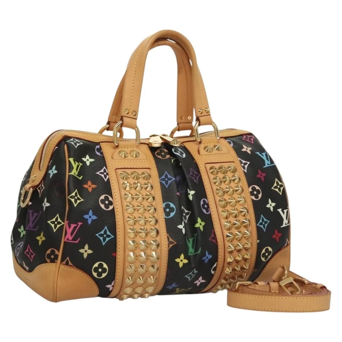 LOUIS VUITTON MONOGRAM MULTICOLOR COURTNEY MM BAG: LOUIS VUITTON Monogram Multicolor Courtney MM Bag Brand: LOUIS VUITTON Type/Style: Hand Bag Material: Monogram Multicolor Canvas Color: Black Size: Size(Inch) W12.6 x H7.1 x D6.3inch(Approx)