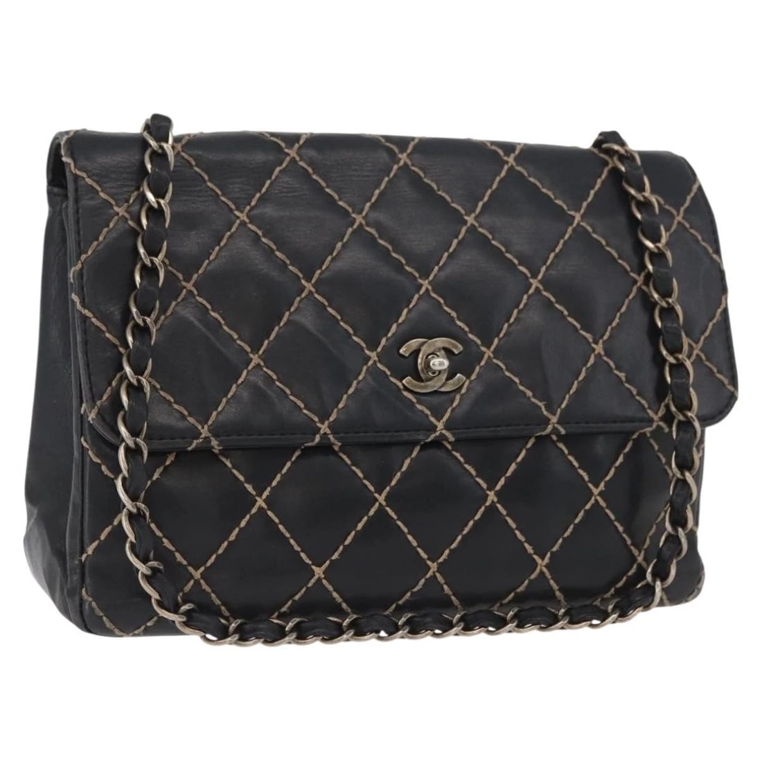 CHANEL BICOLORE BIG MATELASSE 30 SINGLE FLAP CHAIN: CHANEL Bicolore Big Matelasse 30 Single Flap Chain Brand: CHANEL Type/Style: Shoulder Bag Material: Lamb Skin Color: Black/Silver Size: Size(Inch) W11.8 x H7.9 x D3.9inch(Approx) Accessories: None