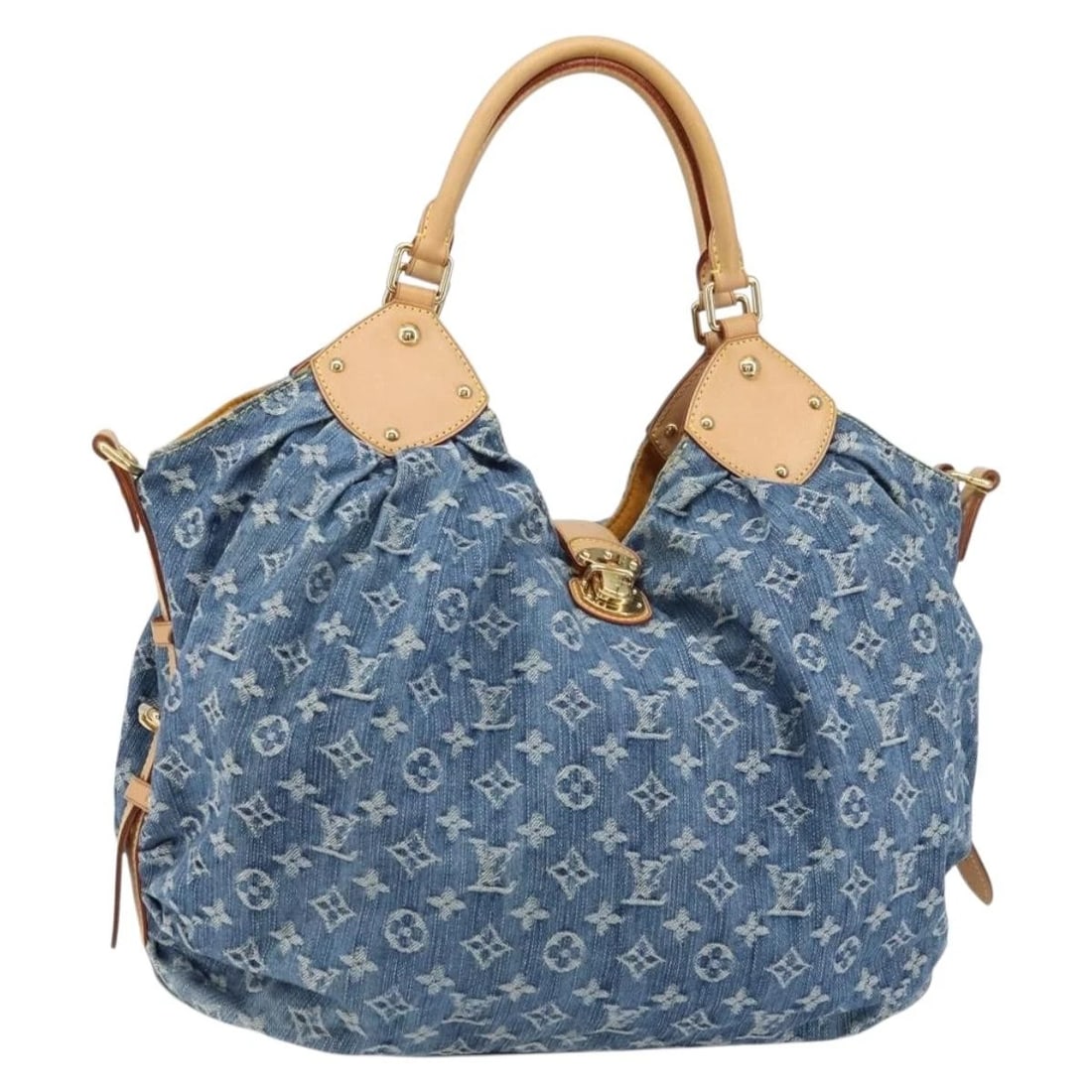 LOUIS VUITTON MONOGRAM DENIM XL HAND BAG: LOUIS VUITTON Monogram Denim XL Hand Bag Brand: LOUIS VUITTON Type/Style: Hand Bag Material: Monogram Denim Canvas Color: Blue Size: Size(Inch) W15.4 x H12.2 x D7.1inch(Approx) Accessories: None <