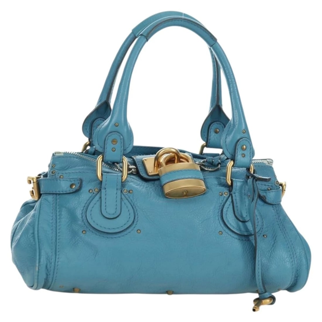 CHLOE PADDINGTON HAND BAG LEATHER BLUE GOLD: Chloe Paddington Hand Bag Leather Blue Gold Brand: Chloe Type/Style: Hand Bag Material: Leather Color: Blue/Gold/Silver Size: Size(Inch) W13.8 x H6.7 x D7.9inch(Approx) Accessories: None A