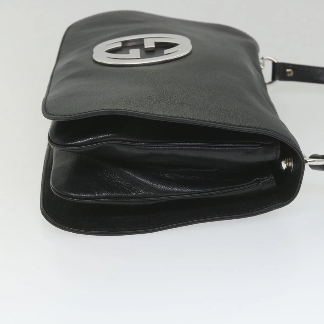 GUCCI INTERLOCKING SHOULDER BAG LEATHER BLACK - 3