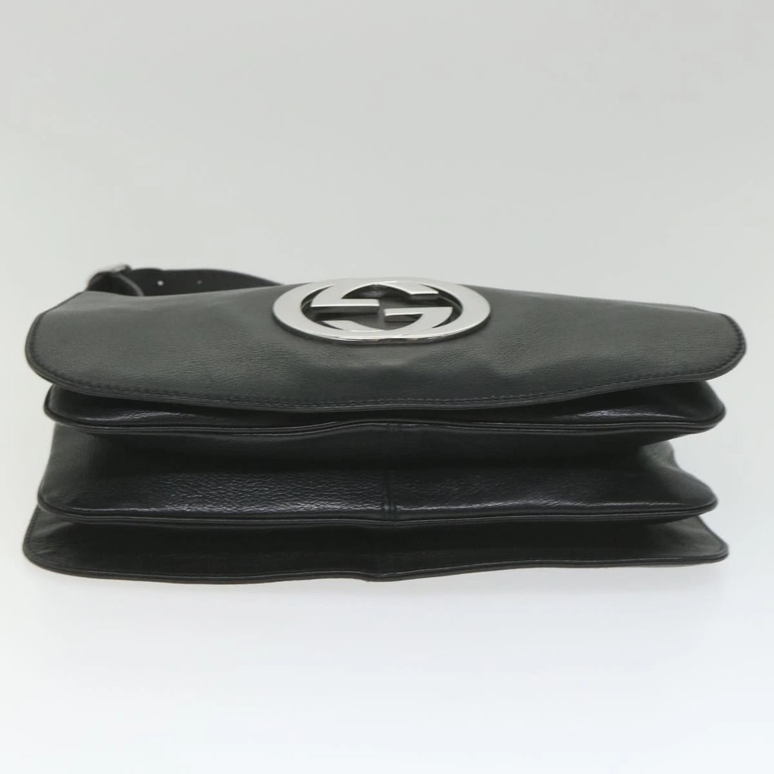 GUCCI INTERLOCKING SHOULDER BAG LEATHER BLACK - 5