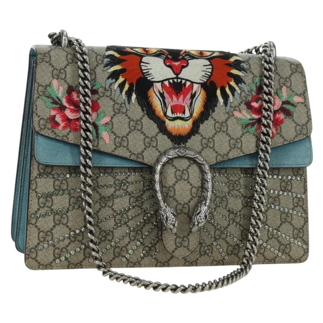 GUCCI CHAIN DIONYSUS ANGRY CAT BAG LEATHER BEIGE: GUCCI Chain Dionysus Angry Cat Bag Leather Beige Brand: GUCCI Type/Style: Shoulder Bag Material: Leather Color: Beige/Silver Size: Size(Inch) W11.4 x H7.9 x D3.1inch(Approx) Accessories: None