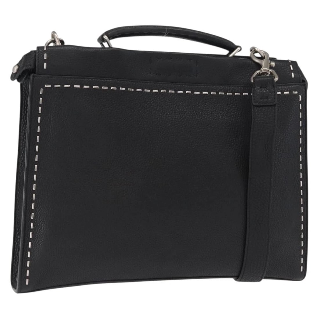 FENDI SELLERIA PEEK A BOO FIT HAND BAG: FENDI Selleria Peek A Boo Fit Hand Bag Brand: FENDI Type/Style: Hand Bag Material: Leather Color: Black/Silver Size: Size(Inch) W14.2 x H11.0 x D1.6inch(Approx) Accessories: None Accessori