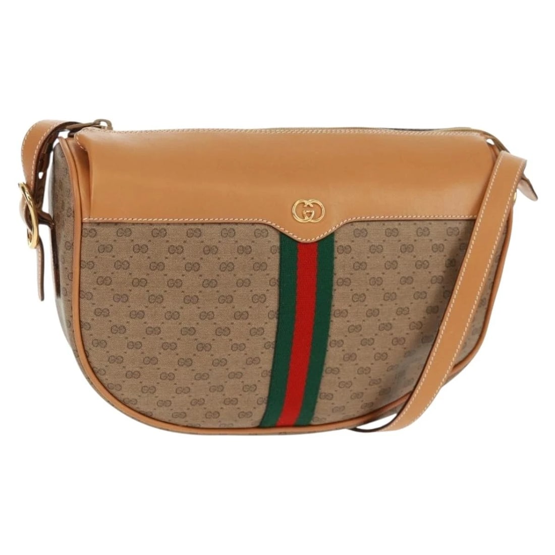 GUCCI MICRO GG SUPREME WEB SHERRY LINE BAG PVC: GUCCI Micro GG Supreme Web Sherry Line Bag PVC Brand: GUCCI Type/Style: Shoulder Bag Material: PVC Leather/Micro Small GG Canvas Color: Beige/Gold Size: Size(Inch) W10.2 x H5.9 x D2.8inch(Approx)