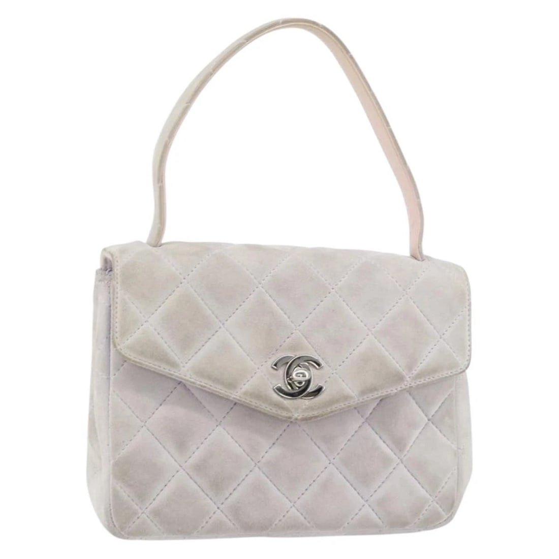 CHANEL MATELASSE HAND BAG SUEDE PURPLE: CHANEL Matelasse Hand Bag Suede Purple Brand: CHANEL Type/Style: Hand Bag Material: Suede Color: Purple/Silver Size: Size(Inch) W7.1 x H4.7 x D2.4inch(Approx) Accessories: None Accessories Notice: