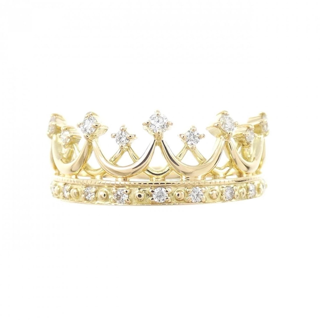 K18YG CROWN DIAMOND RING - 2