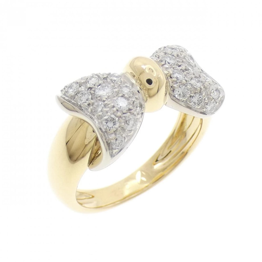750YG/750WG RIBBON DIAMOND RING: 750YG/750WG Ribbon Diamond Ring Brand: Unbranded Type/Style: Diamond Ring Material: 750 yellow gold/750 white gold, Main Stone/Creation Natural Color: YG,WG Size: US 6 1/4 Accessories: None