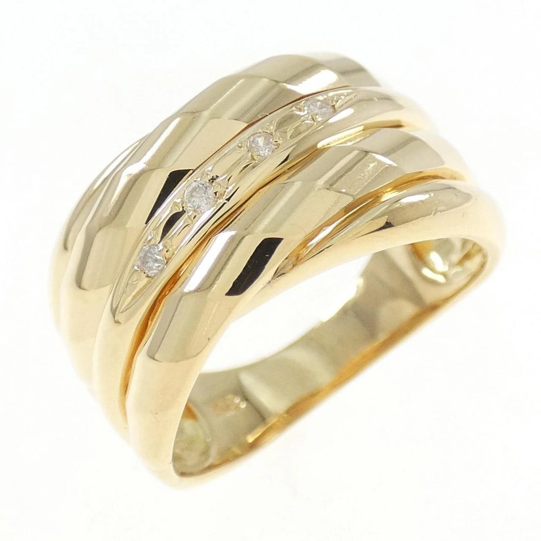 K18YG DIAMOND RING: K18YG Diamond Ring Brand: Unbranded Type/Style: Diamond ring Material: K18 yellow gold, Main Stone/Creation Natural Color: Yellow Gold Size: US 5 3/4 Accessories: None Accessories Notice: When