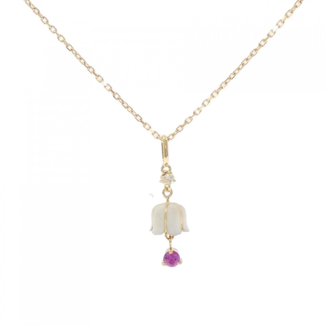 750YG/K18YG COLOR STONE NECKLACE: 750YG/K18YG Color Stone Necklace Brand: Unbranded Type/Style: Enamel Necklace Material: 750 Yellow Gold/18K Yellow Gold, Main Stone/Creation EnamelSecondary Stone Diamond/Sapphire Color: Yellow Gold