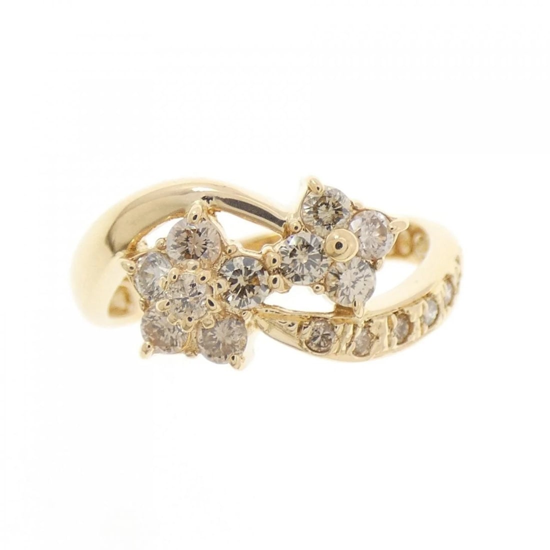 K18YG FLOWER DIAMOND RING - 2