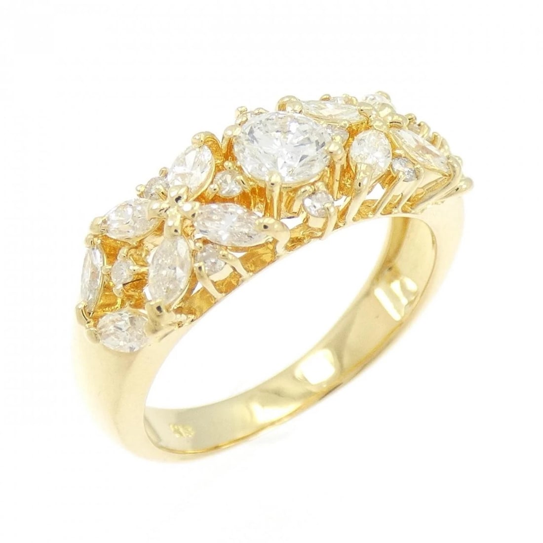 K18YG DIAMOND RING: K18YG Diamond Ring Brand: Unbranded Type/Style: Diamond Ring Material: K18 yellow gold, Main Stone/Creation Natural Color: Yellow Gold Size: US 6 1/2 Accessories: None Accessories Notice: