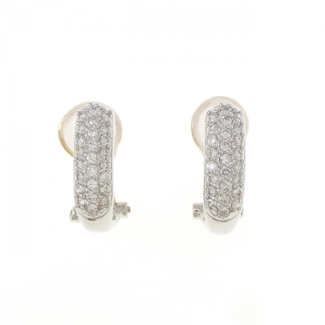 PT900/K18YG PAVE DIAMOND PIERCE/EARRING: PT900/K18YG Pave Diamond Pierce/Earring Brand: Unbranded Type/Style: Diamond Pierce/Earring Material: Platinum 900 / K18 yellow gold, Main Stone/Creation Natural Color: Silver,YG Size: Actual Size App