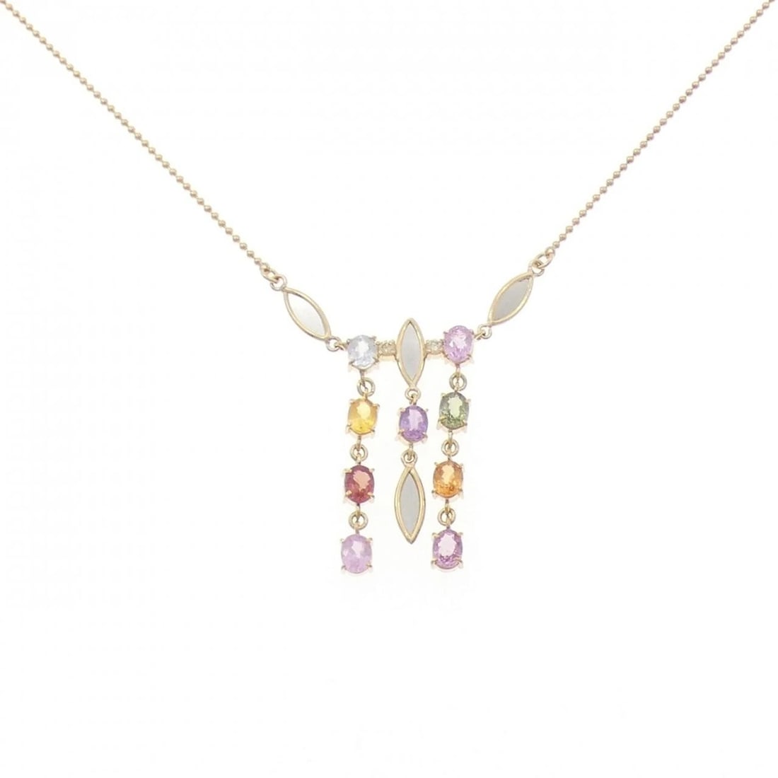 K18YG/PT850 SAPPHIRE NECKLACE: K18YG/PT850 Sapphire Necklace Brand: Unbranded Type/Style: Sapphire Necklace Material: 18K Yellow Gold/Platinum 850, Main Stone/Creation Sapphire Secondary Stone Diamond /Sapphire Color: Yg,Silver
