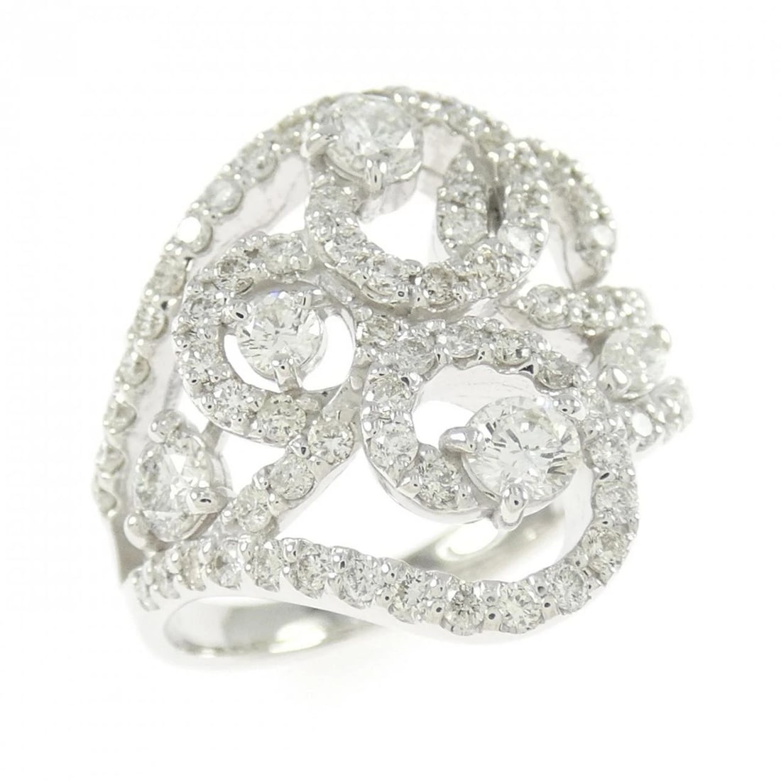 K18WG DIAMOND RING: K18WG Diamond Ring Brand: Unbranded Type/Style: Diamond Ring Material: K18 white gold, Main Stone/Creation Natural Color: White gold Size: US 6 1/4 Accessories: None Accessories Notice: Wh