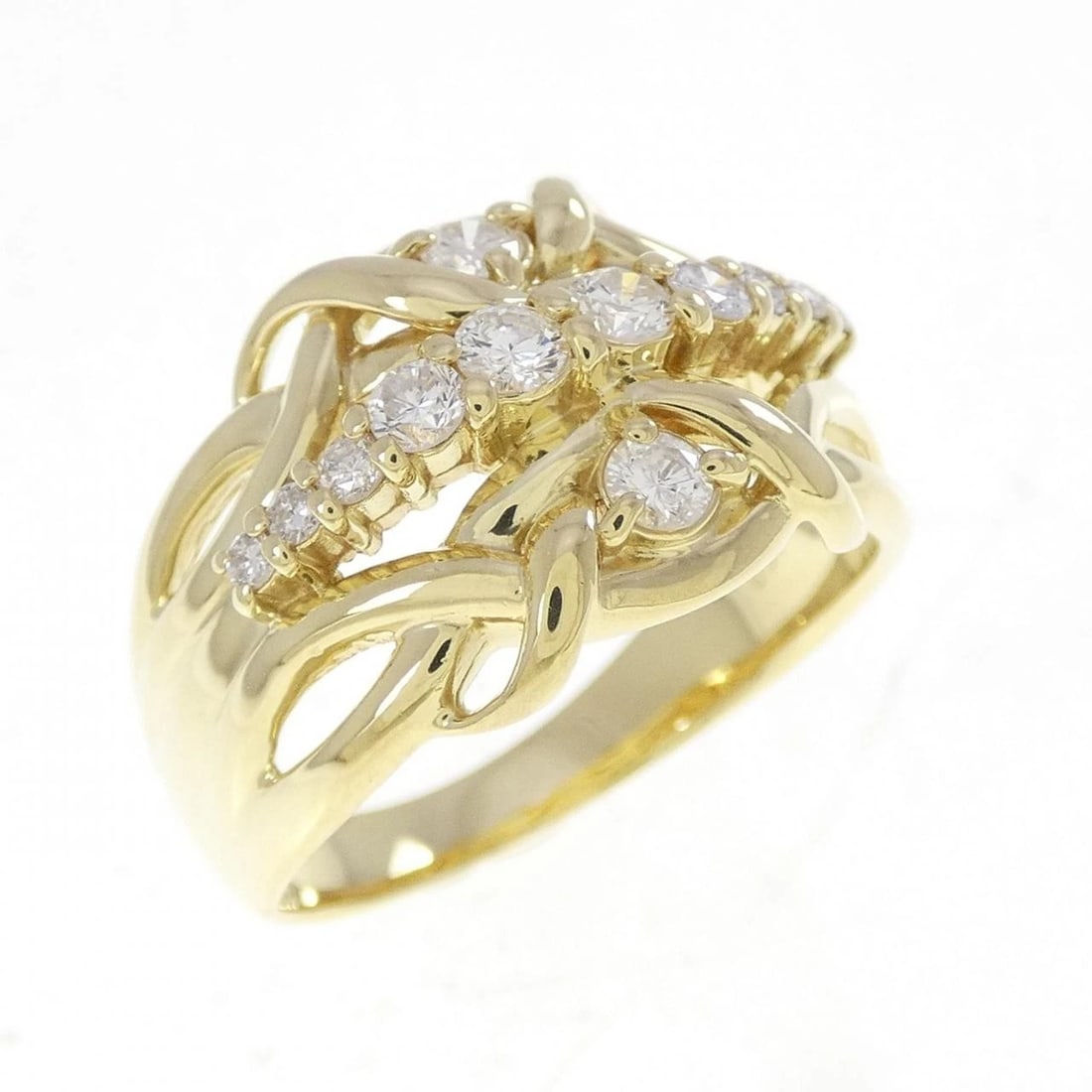K18YG DIAMOND RING: K18YG Diamond Ring Brand: Unbranded Type/Style: Diamond Ring Material: K18 yellow gold, Main Stone/Creation Natural Color: YEllow Gold Size: US 7 3/4 Accessories: None Accessories Notice: