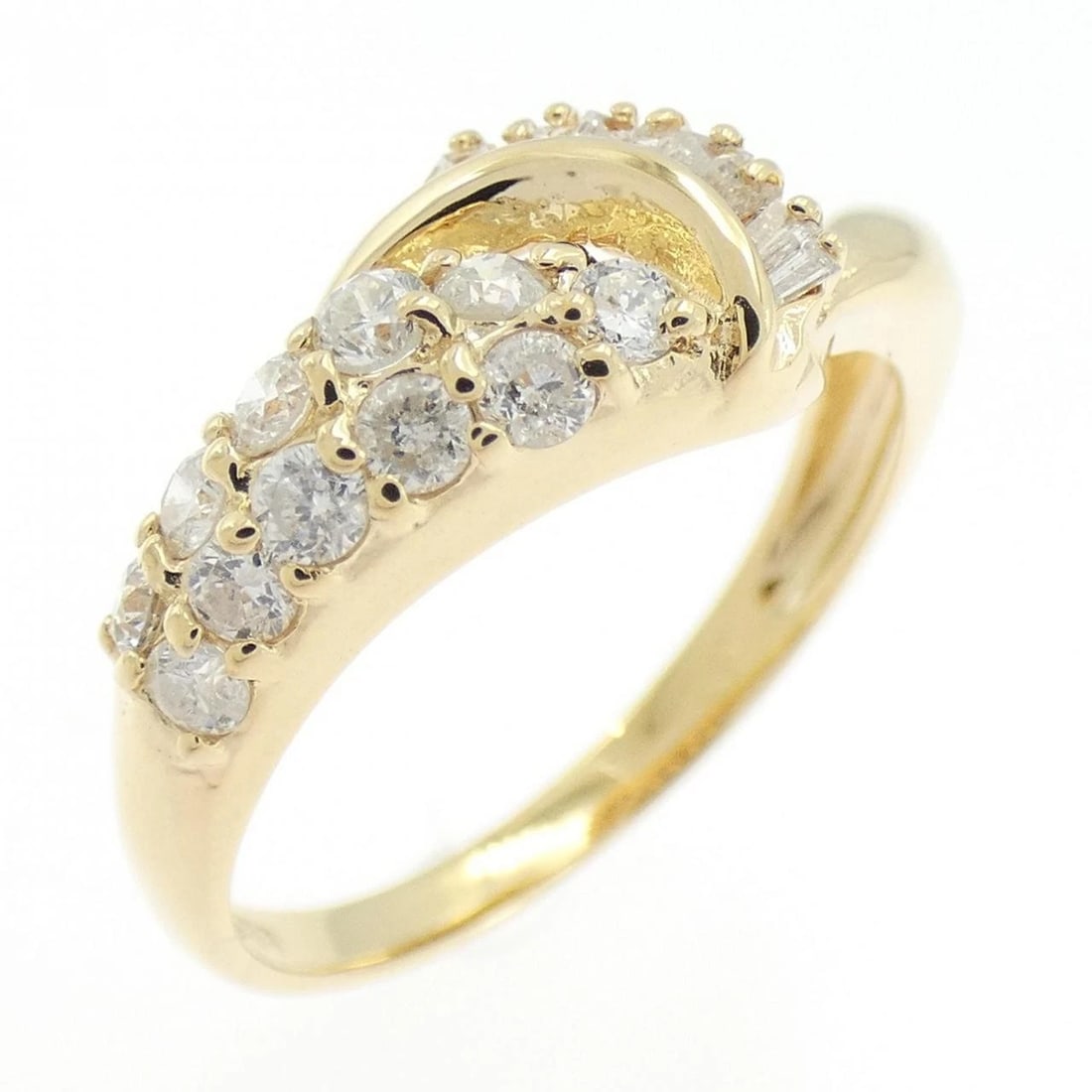 K18YG DIAMOND RING: K18YG Diamond Ring Brand: Unbranded Type/Style: Diamond Ring Material: K18 yellow gold, Main Stone/Creation Natural Color: YEllow Gold Size: US 6 1/4 Accessories: None Accessories Notice: When