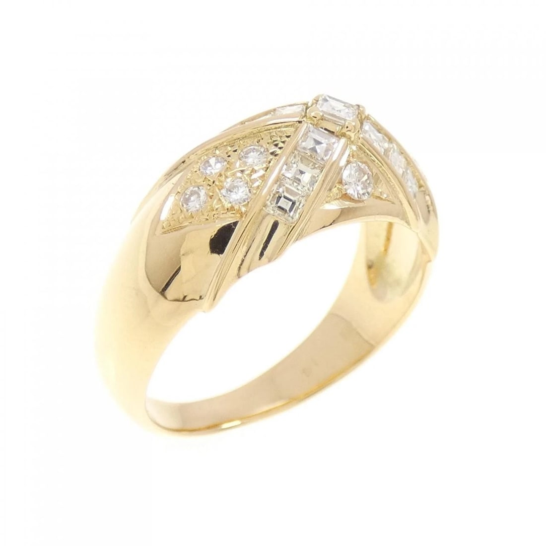 K18YG DIAMOND RING: K18YG Diamond Ring Brand: Unbranded Type/Style: Diamond ring Material: K18 yellow gold, Main Stone/Creation Natural Color: YEllow Gold Size: US 5 1/4 Accessories: None Accessories Notice:
