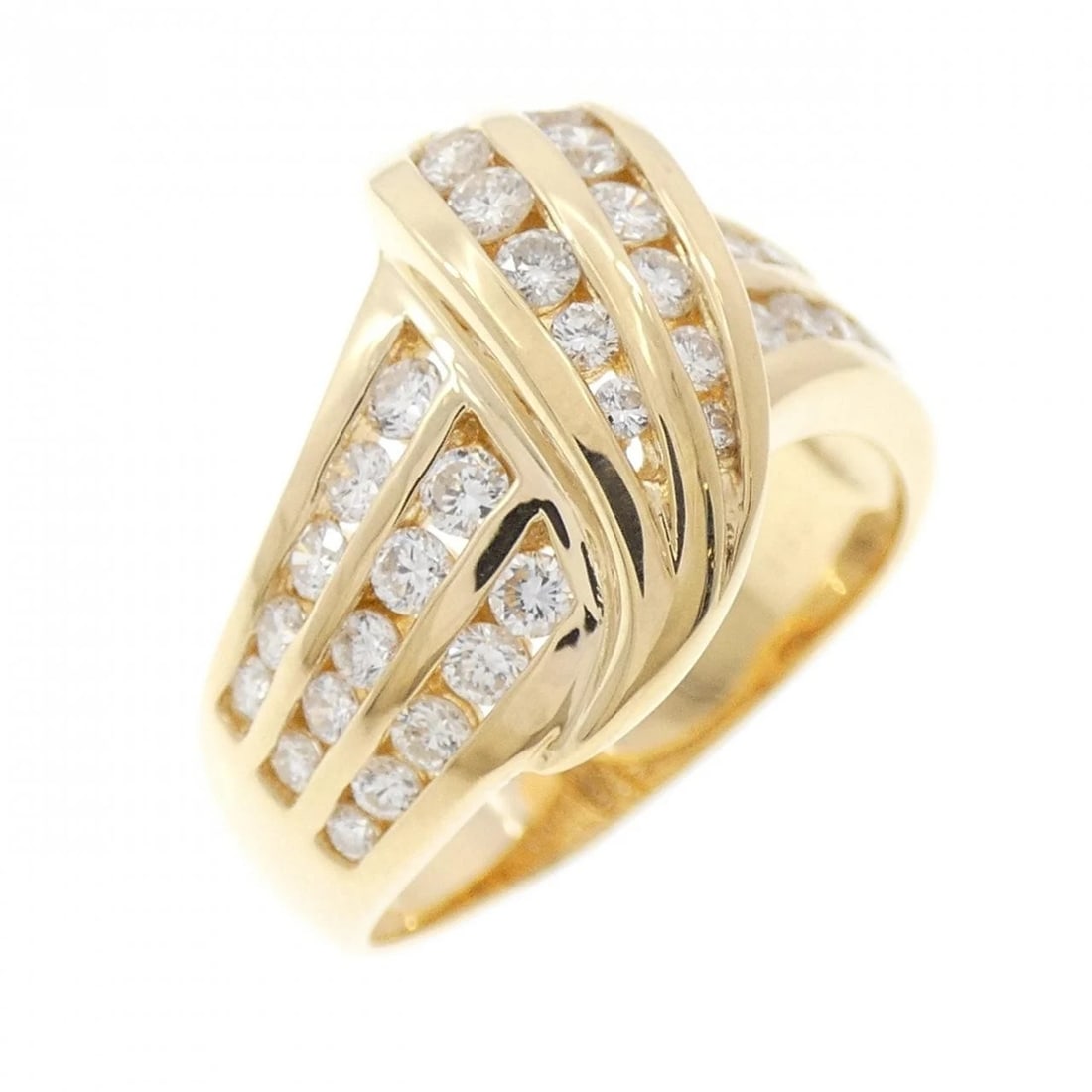 K18YG DIAMOND RING: K18YG Diamond Ring Brand: Unbranded Type/Style: Diamond Ring Material: K18 yellow gold, Main Stone/Creation Natural Color: YEllow Gold Size: US 7 Accessories: None Accessories Notice: When