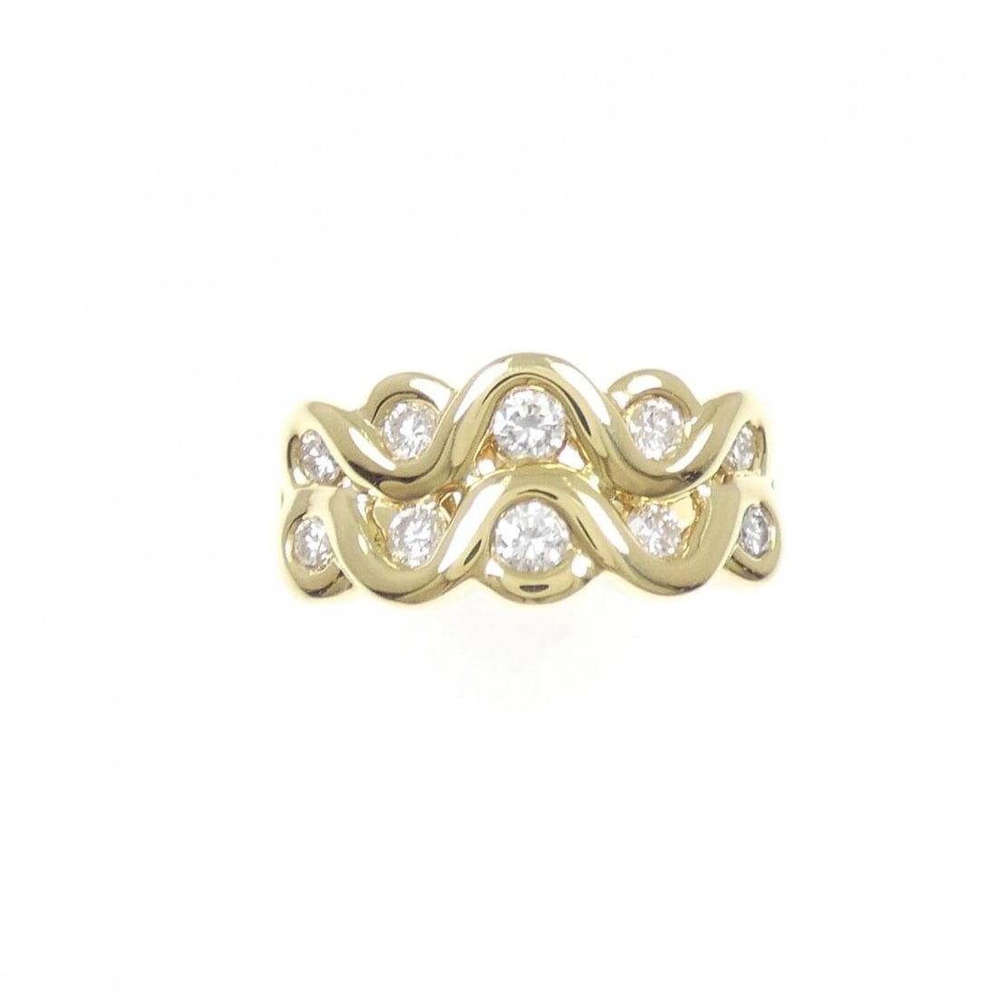 K18YG DIAMOND RING: K18YG Diamond Ring Brand: Unbranded Type/Style: Diamond Ring Material: K18 yellow gold, Main Stone/Creation Natural Color: Yellow Gold Size: US 7 1/4 Accessories: None Accessories Notice: