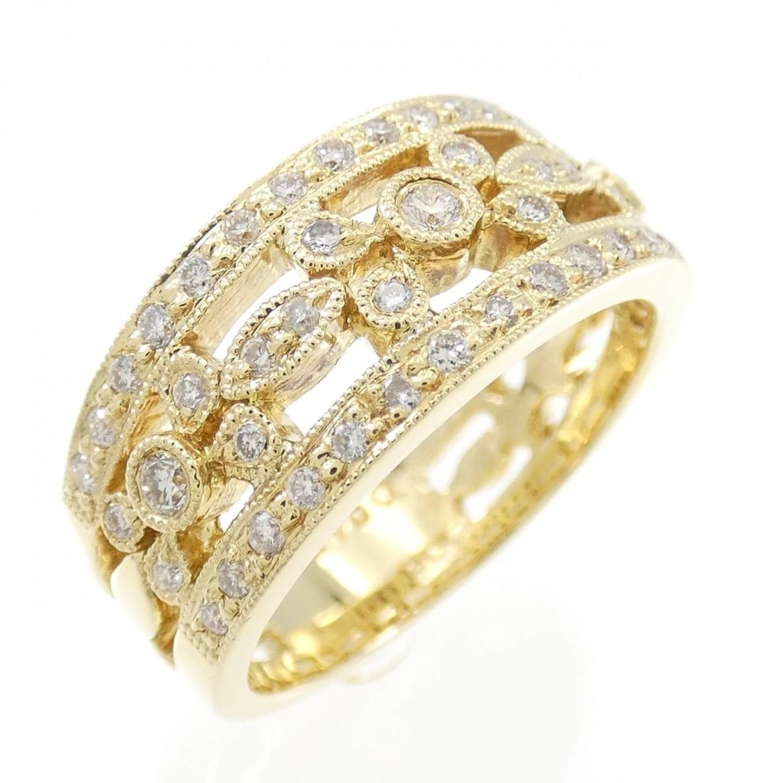 K18YG DIAMOND RING: K18YG Diamond Ring Brand: Unbranded Type/Style: Diamond Ring Material: K18 yellow gold, Main Stone/Creation Natural Color: Yellow Gold Size: US 6 1/4 Accessories: None Accessories Notice: When