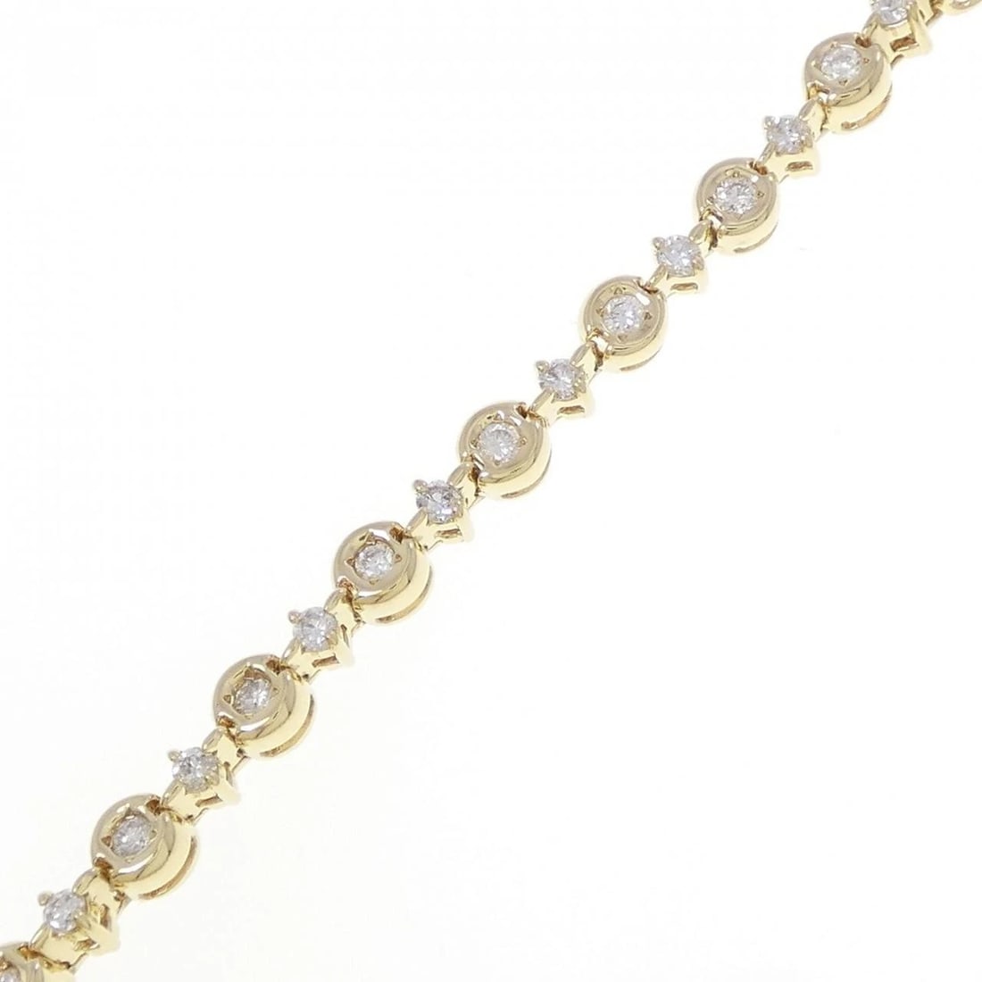 K18YG DIAMOND BRACELET: K18YG Diamond Bracelet Brand: Unbranded Type/Style: Bracelet Material: K18 yellow gold, Main Stone/Creation Natural Color: Yellow Gold Size: 19cm Actual Size Max width approx: 3.7mm Accessories: None