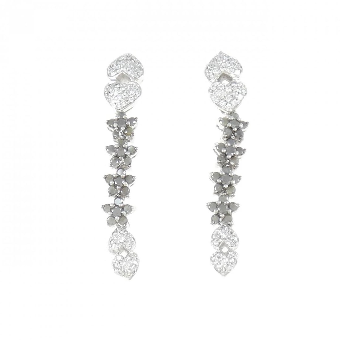 K18WG HEART X FLOWER DIAMOND PIERCE: K18WG Heart x Flower Diamond Pierce Brand: Unbranded Type/Style: Diamond Pierce/Earring Material: K18 white gold, Main Stone/Creation Natural Color: White Gold Size: Actual Size Approx. length x