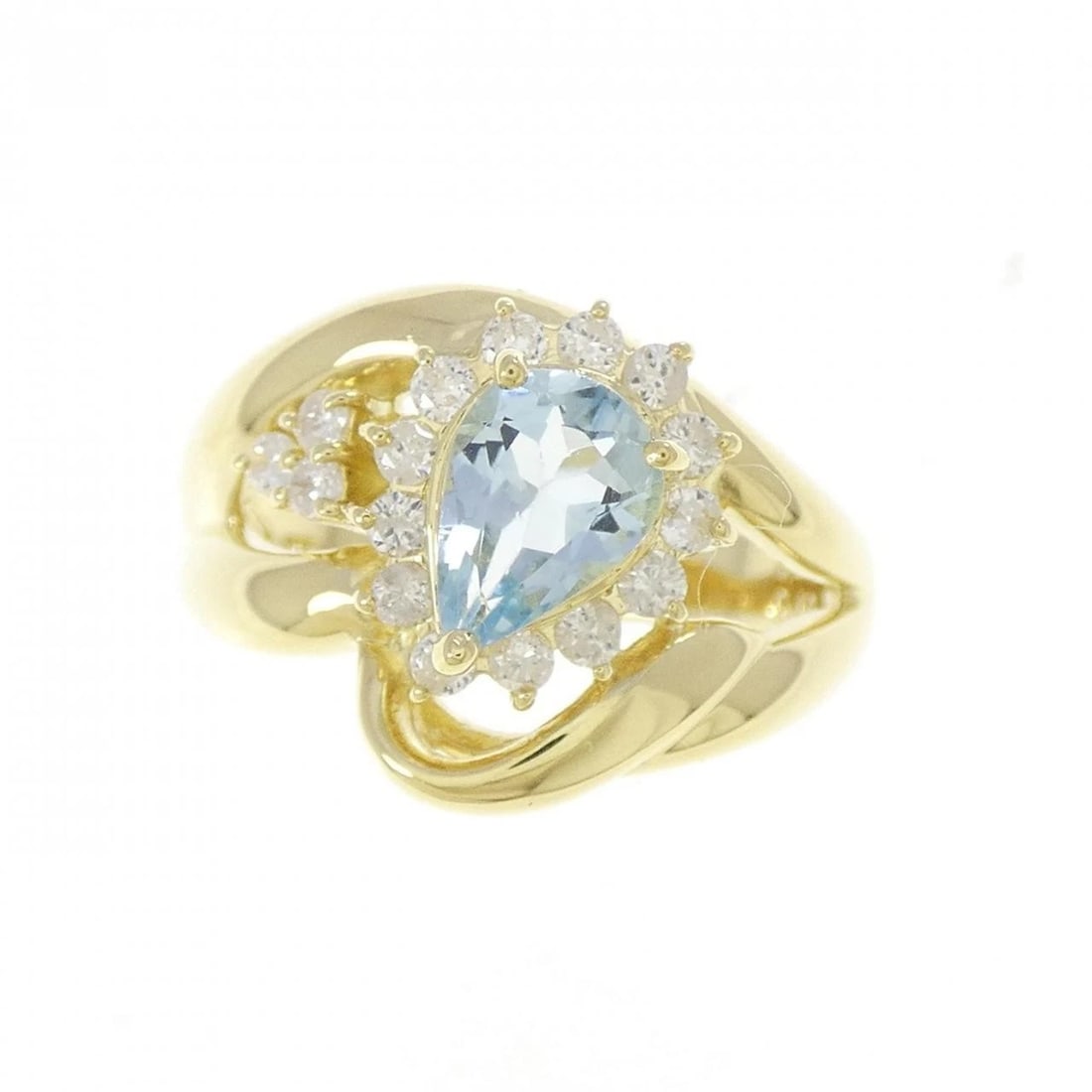 K18YG AQUAMARINE RING: K18YG Aquamarine Ring Brand: Unbranded Type/Style: Ring Material: K18 yellow gold, Main Stone/Creation AquamarineSecondary Stone Diamond Color: Yellow Gold Size: US 6 1/4 Accessories: None