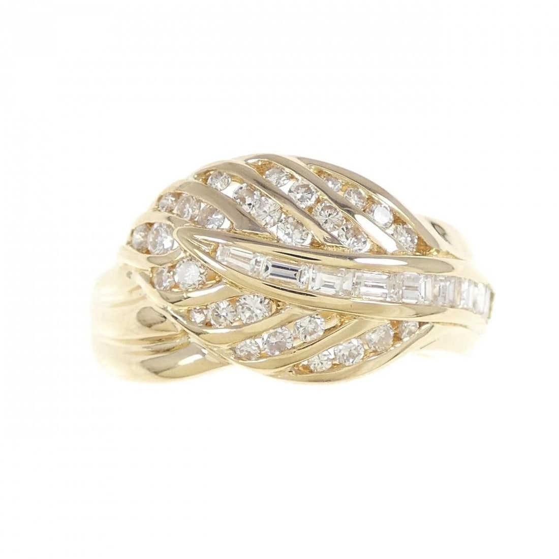 K18YG LEAF DIAMOND RING: K18YG Leaf Diamond Ring Brand: Unbranded Type/Style: Diamond Ring Material: K18 yellow gold, Main Stone/Creation Natural Color: Yellow Gold Size: US 6 1/4 Accessories: None Accessories Notice: When