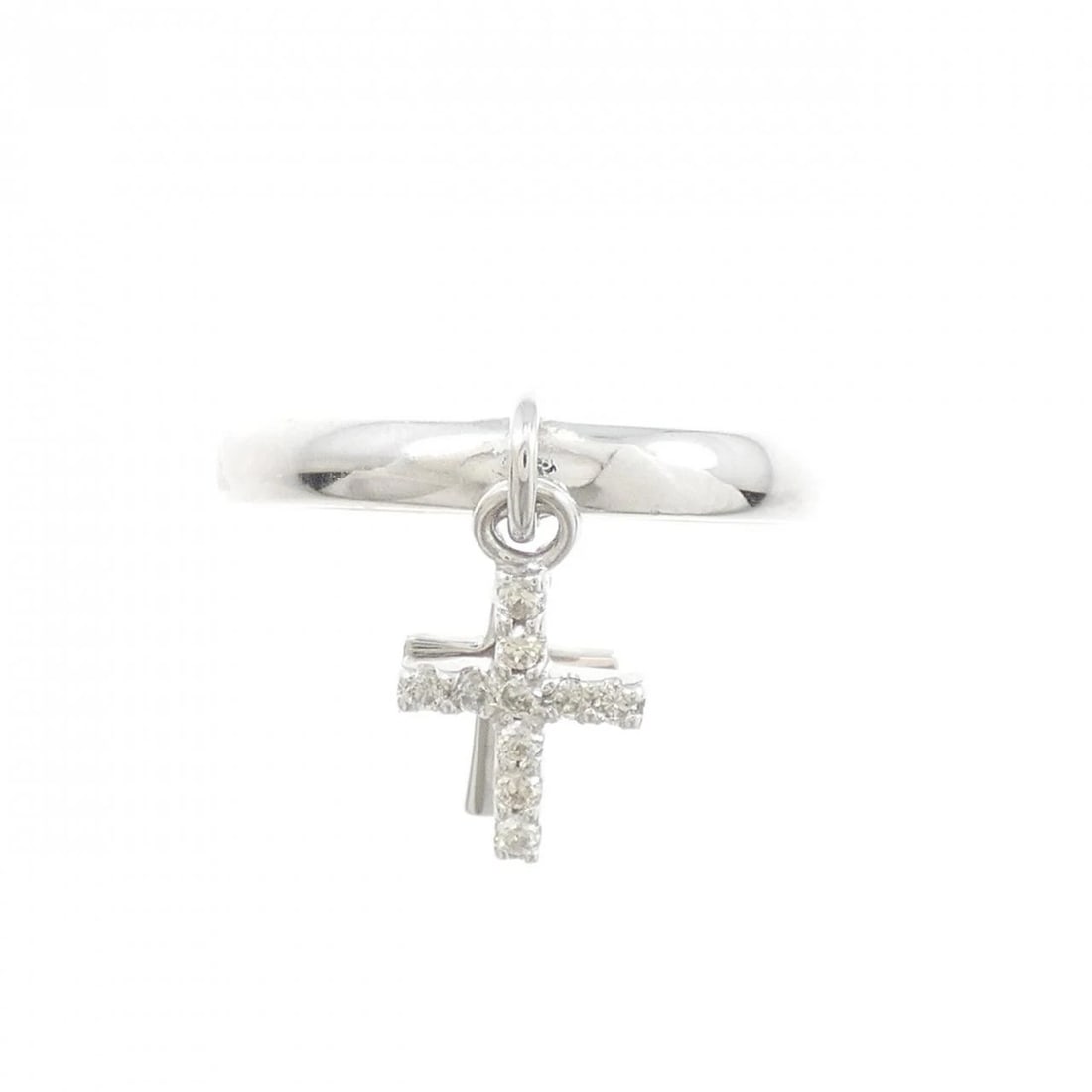 K18WG CROSS DIAMOND RING - 2