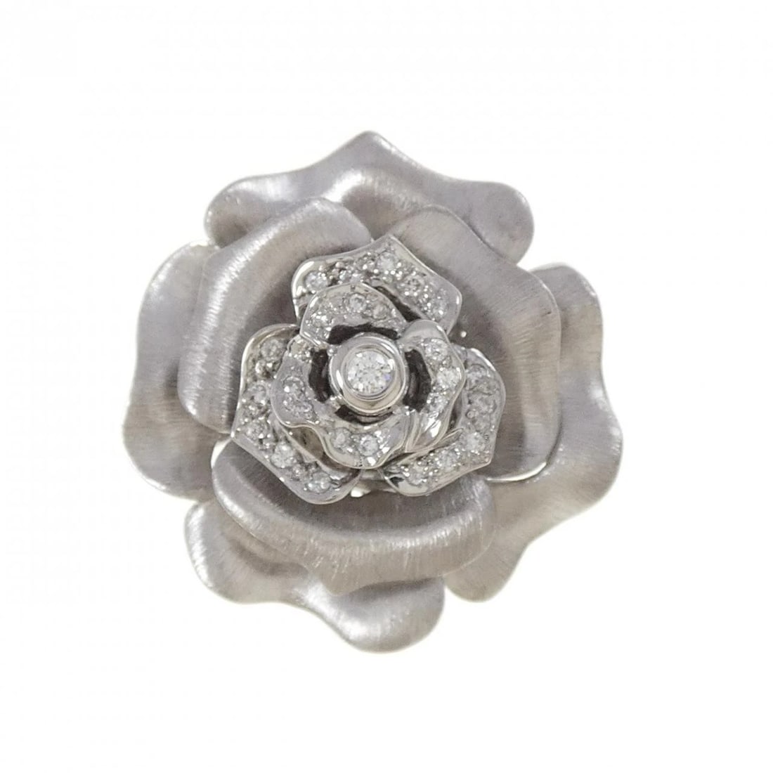 K18WG/PT900 ROSE DIAMOND RING: K18WG/PT900 Rose Diamond Ring Brand: Unbranded Type/Style: Diamond Ring Material: 18K White Gold/Platinum 900, Main Stone/Creation Natural Color: WG,Silver Size: US 6 1/4 Accessories: None