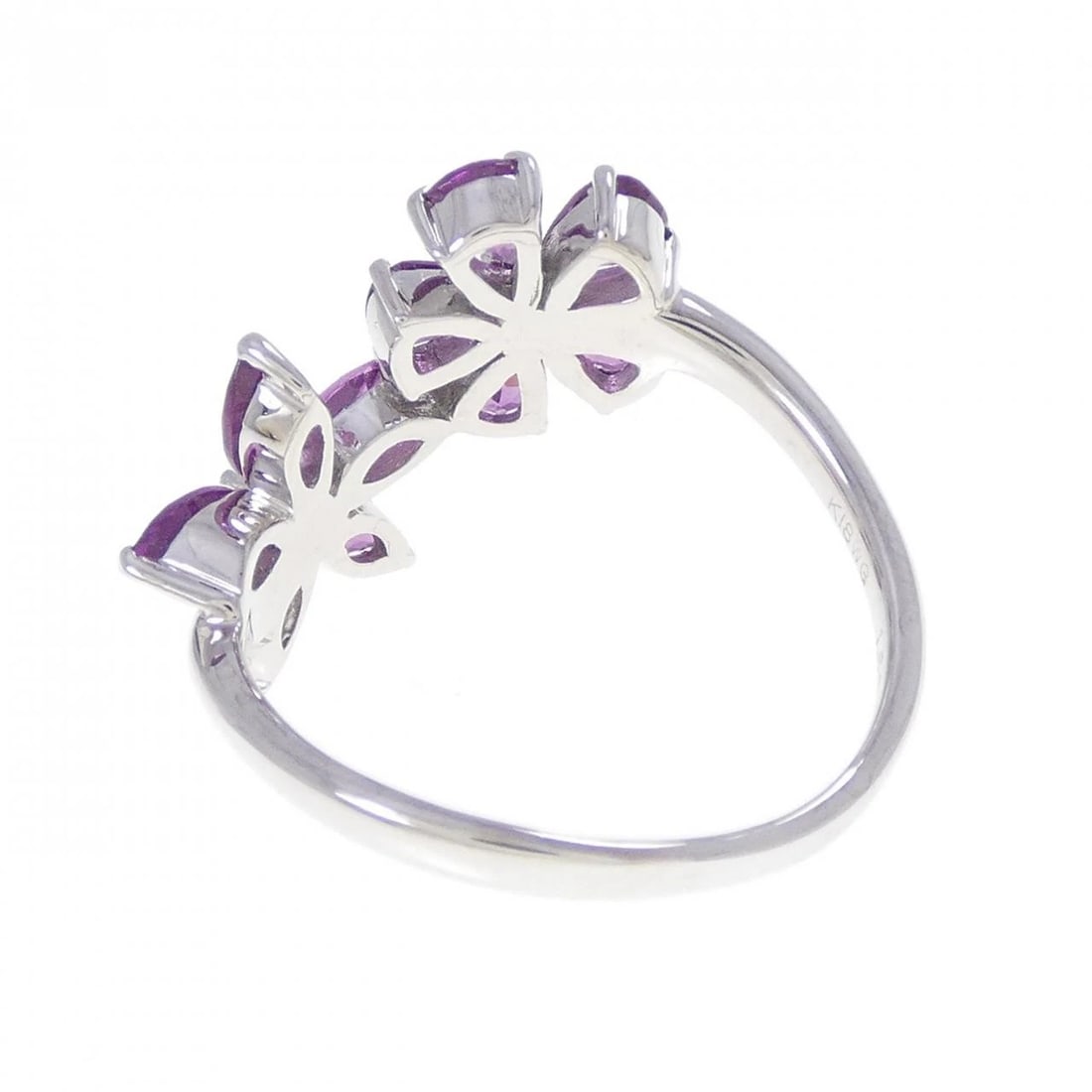 K18WG FLOWER GARNET RING - 2