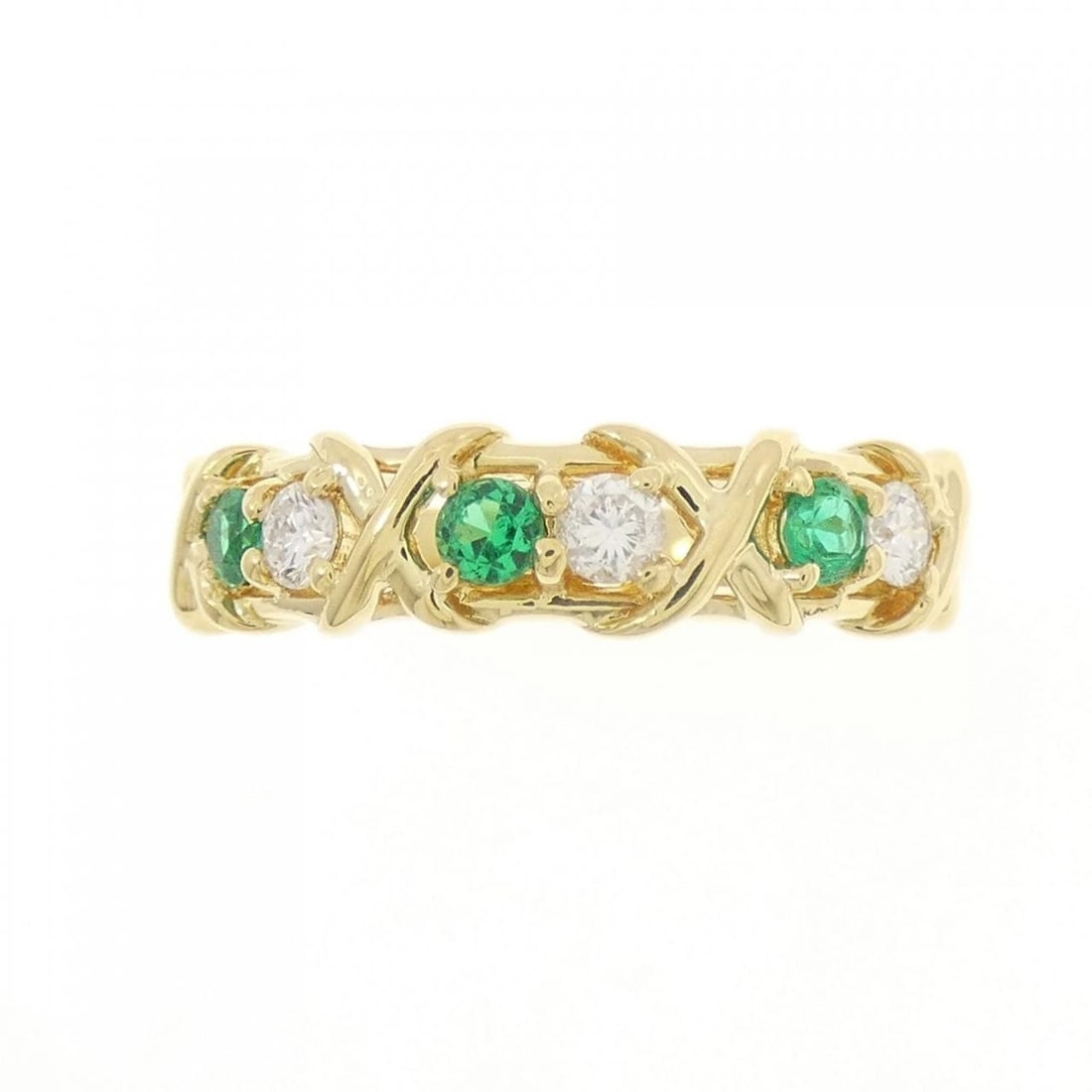 K18YG EMERALD RING: K18YG Emerald Ring Brand: Unbranded Type/Style: Emerald Ring Material: K18 yellow gold, Main Stone/Creation Emerland Secondary Stone Diamond Color: Yellow Gold Size: US 6 1/4 Accessories: None