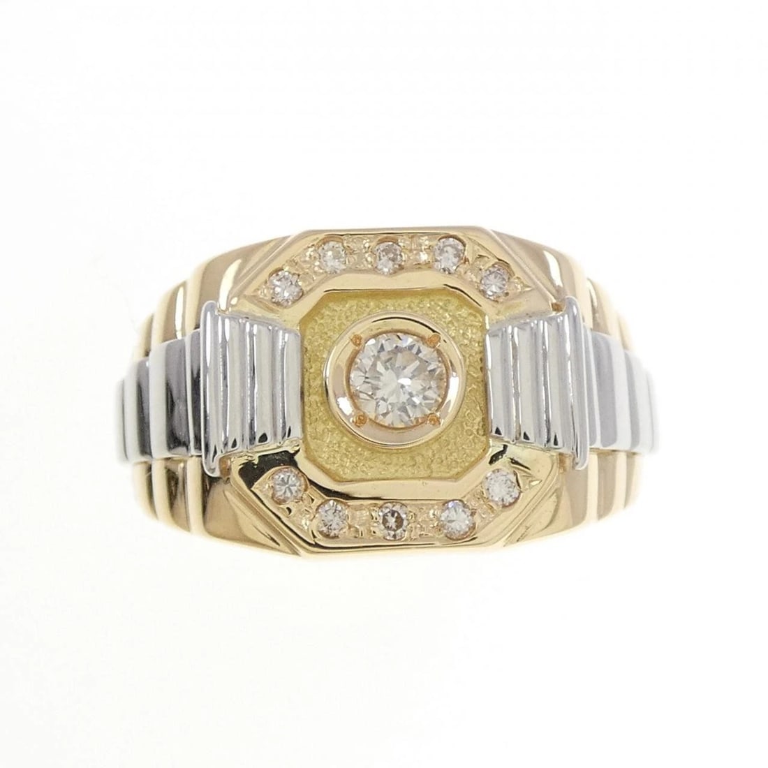 K18YG/PT900 DIAMOND RING: K18YG/PT900 Diamond Ring Brand: Unbranded Type/Style: Diamond Ring Material: 18k yellow gold / Platinum 900, Main Stone/Creation Natural Color: YG,Silver Size: US 7 3/4 Accessories: None A