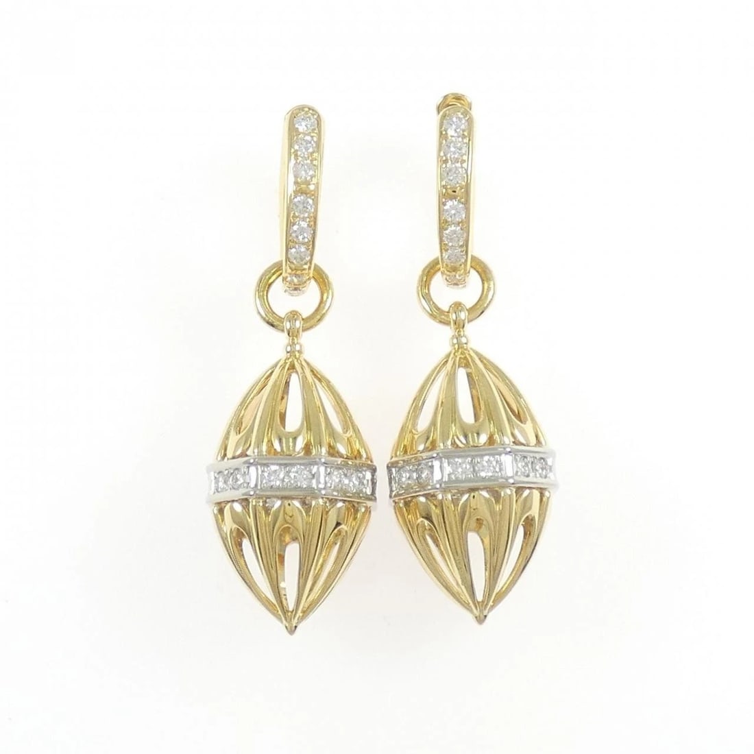 K18YG/PT900 2-WAY DIAMOND PIERCE: K18YG/PT900 2-Way Diamond Pierce Brand: Unbranded Type/Style: Diamond Pierce/Earring Material: 18k yellow gold / Platinum 900, Main Stone/Creation Natural Color: YG,Silver Size: Actual Size Approx.