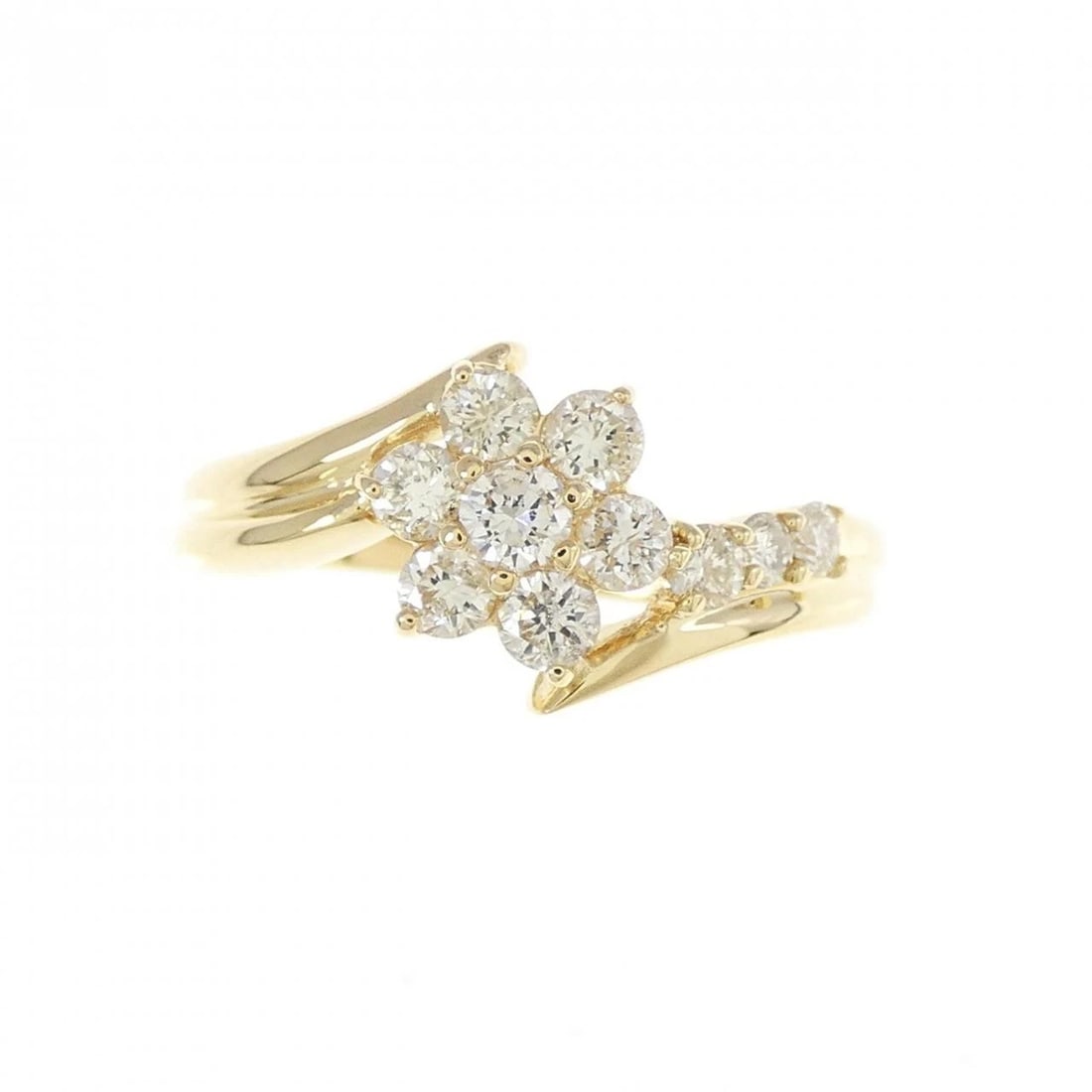 K18YG FLOWER DIAMOND RING - 2