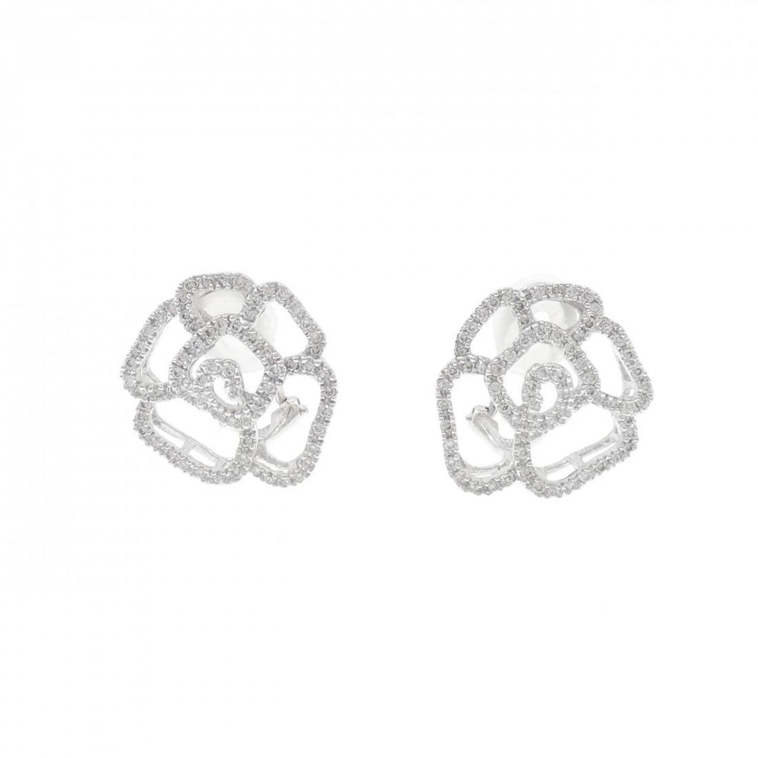 750WG FLOWER DIAMOND PIERCE: 750WG Flower Diamond Pierce Brand: Unbranded Type/Style: Diamond Pierce/Earring Material: 750 white gold, Main Stone/Creation Natural Color: White gold Size: Actual Size Approx. height x width:
