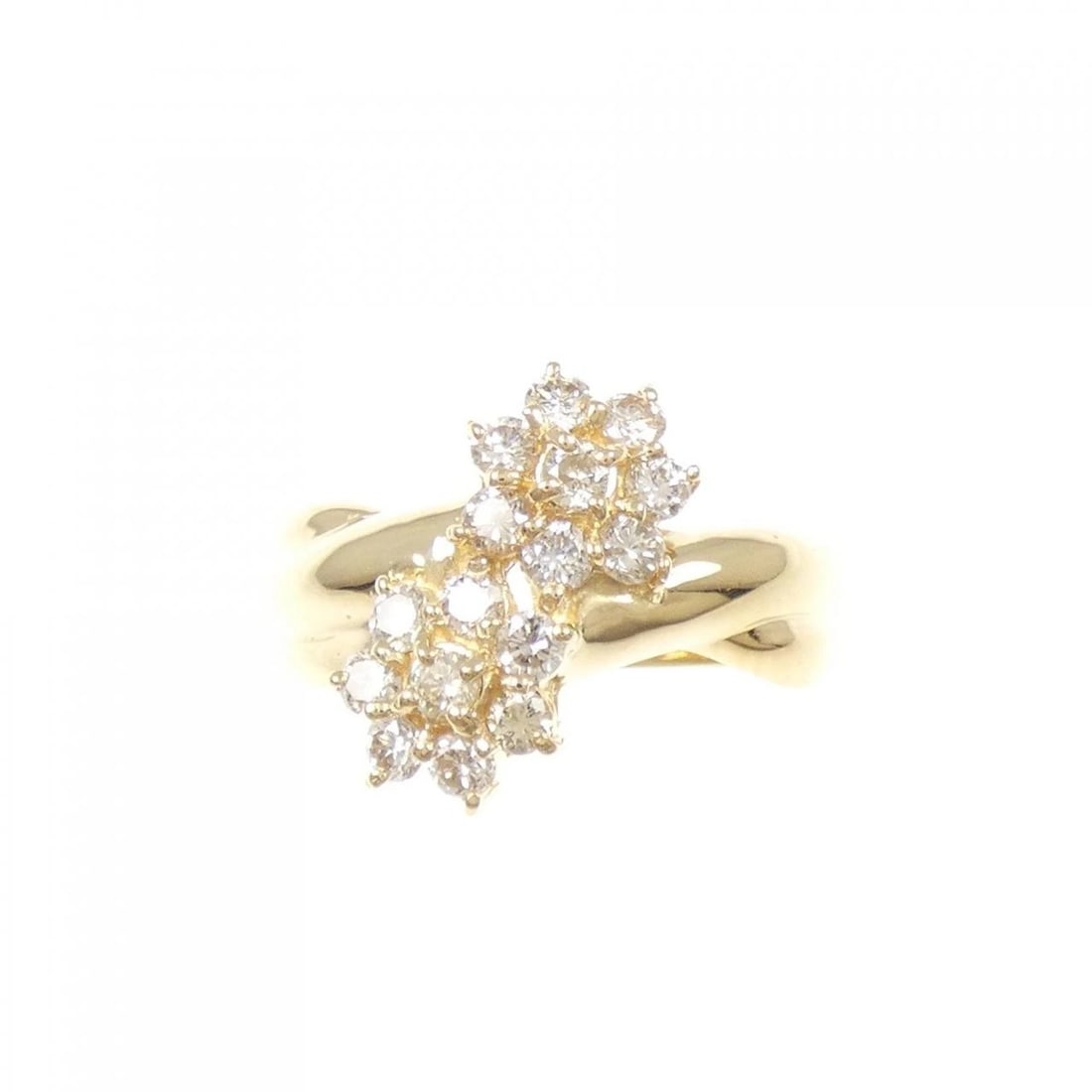 K18YG FLOWER DIAMOND RING - 2