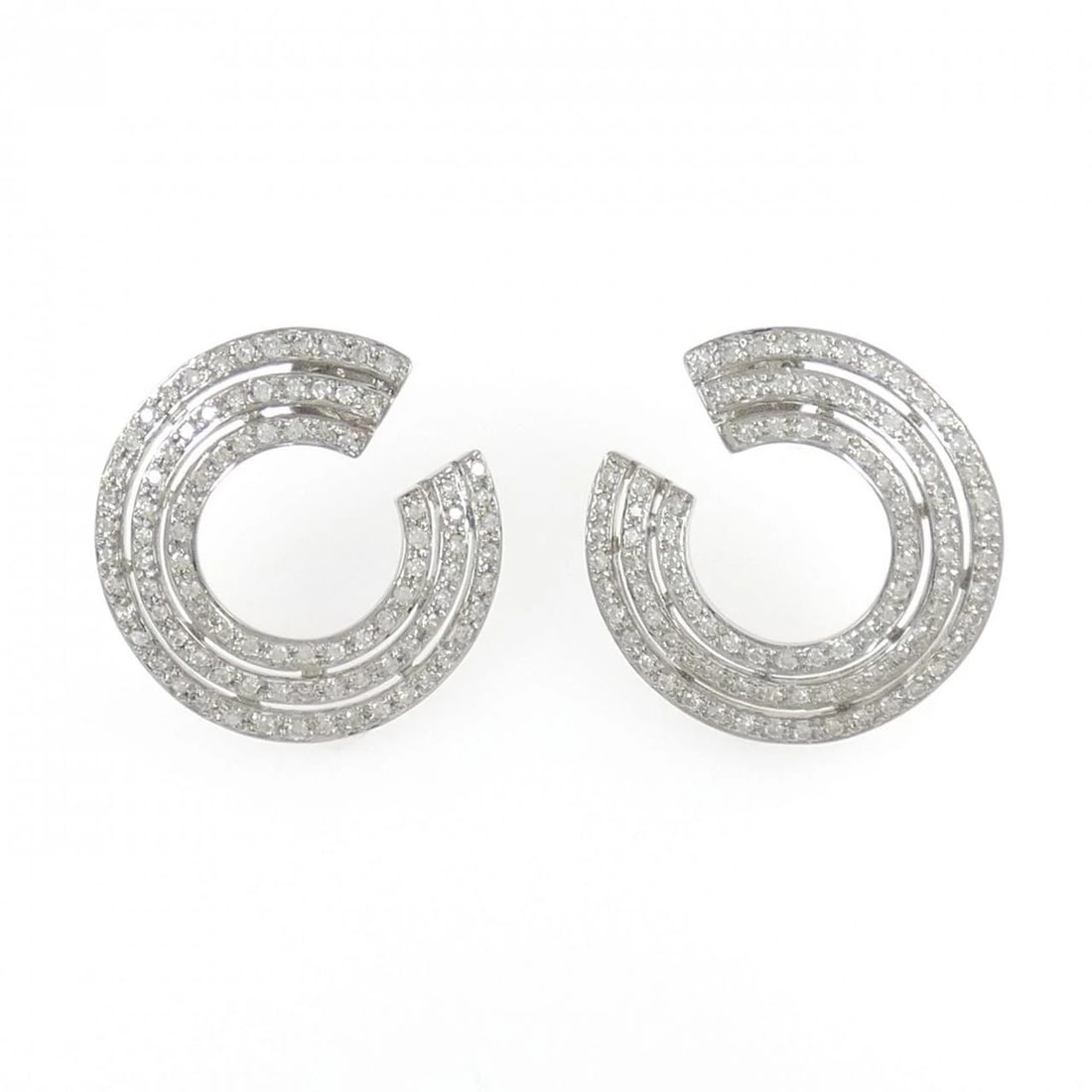 K18WG DIAMOND PIERCE: K18WG Diamond Pierce Brand: Unbranded Type/Style: Diamond Pierce/Earring Material: K18WG, Main Stone/Creation Natural Color: White gold Size: Actual Size Approximate length x width: 24.5mm x 24.4mm