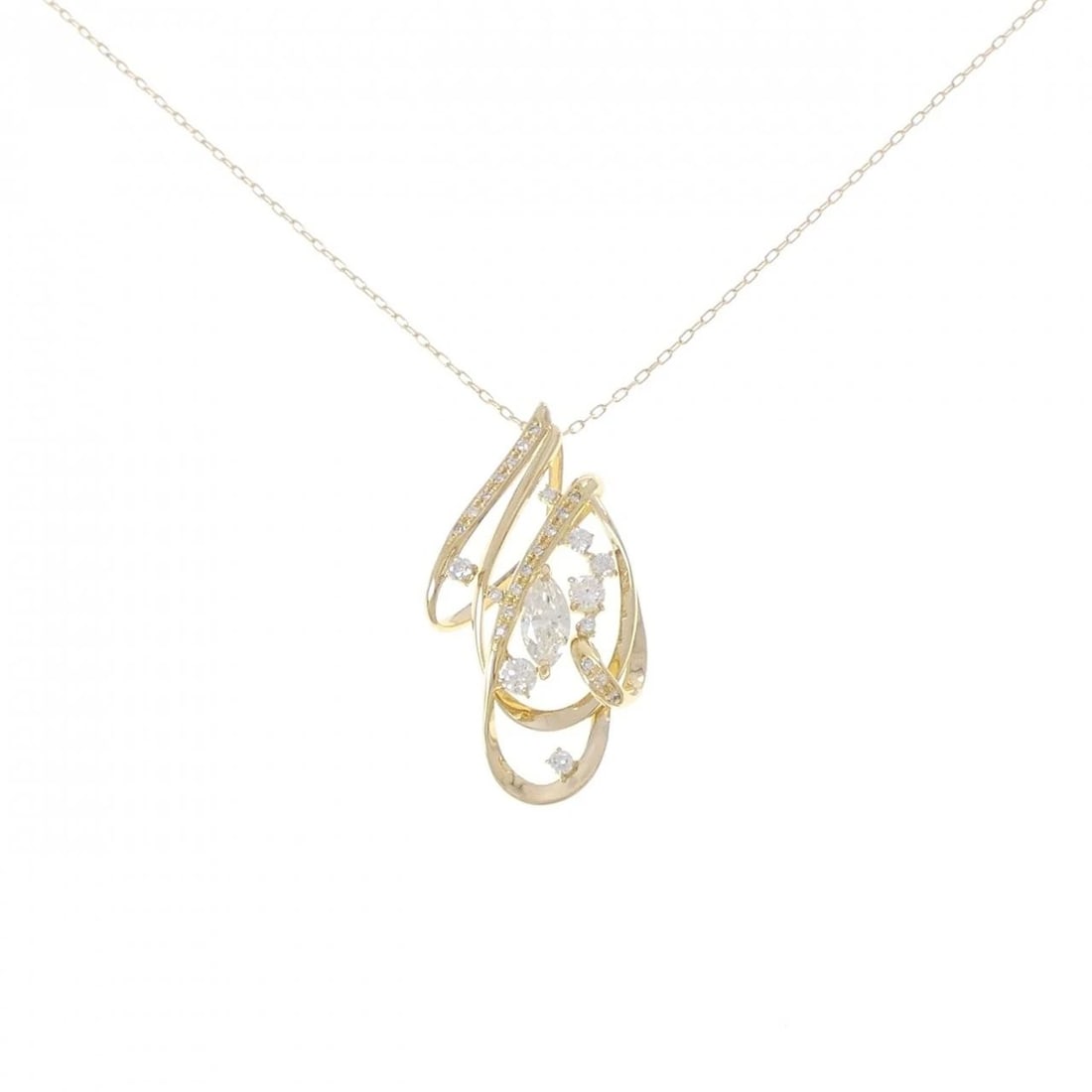 K18YG DIAMOND NECKLACE: K18YG Diamond Necklace Brand: Unbranded Type/Style: Diamond Necklace Material: K18 yellow gold, Main Stone/Creation Natural Color: Yellow gold Size: 45cmActual Size Pendant length approx. x width appr