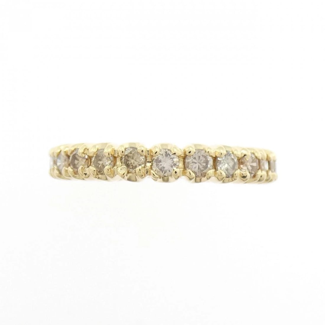 K18YG HALF ETERNITY DIAMOND RING: K18YG Half Eternity Diamond Ring Brand: Unbranded Type/Style: Diamond ring Material: K18 yellow gold, Main Stone/Creation Natural Color: Yellow gold Size: US 5 3/4 Accessories: None Accessories