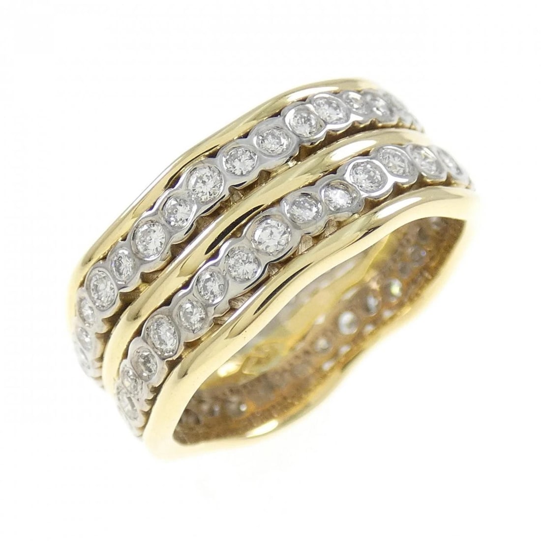 K18YG/K18WG DIAMOND RING: K18YG/K18WG Diamond Ring Brand: Unbranded Type/Style: Diamond Ring Material: 18K Yellow Gold/18K White Gold, Main Stone/Creation Natural Color: YG,WG Size: US 6 1/4 Accessories: None Acces