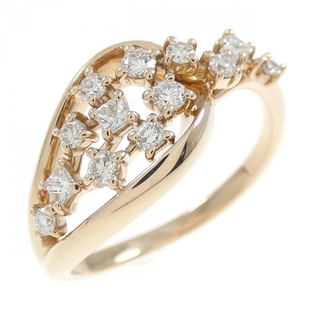 K18PG DIAMOND RING: K18PG Diamond Ring Brand: Unbranded Type/Style: Diamond Ring Material: K18PG, Main Stone/Creation Natural Color: Pink Gold Size: US 6 1/4 Accessories: None Accessories Notice: When purchasing