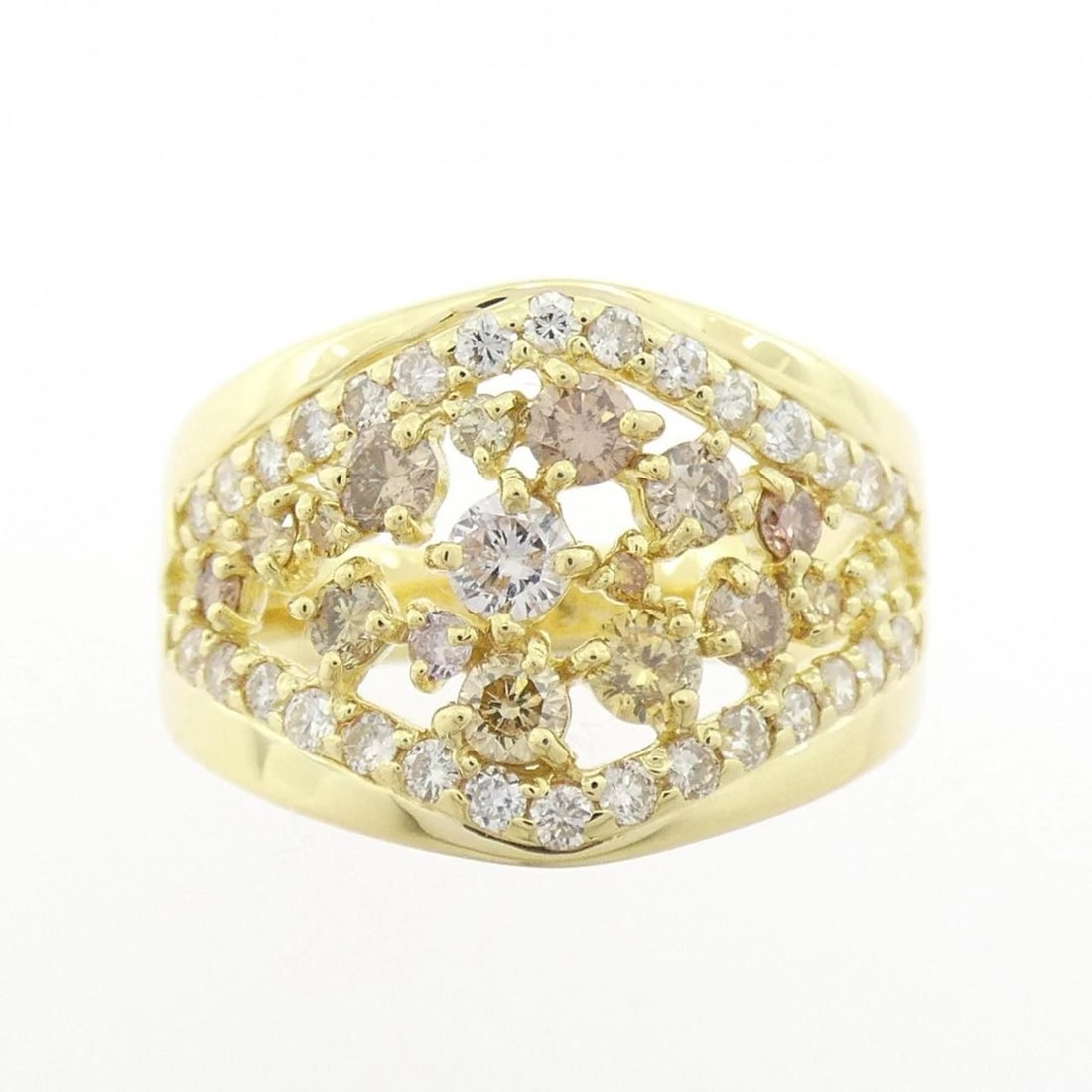 K18YG DIAMOND RING: K18YG Diamond Ring Brand: Unbranded Type/Style: Diamond Ring Material: K18 Yellow Gold, Main Stone/Creation Natural Color: Yellow gold Size: US 6 1/2 Accessories: None Accessories Notice: