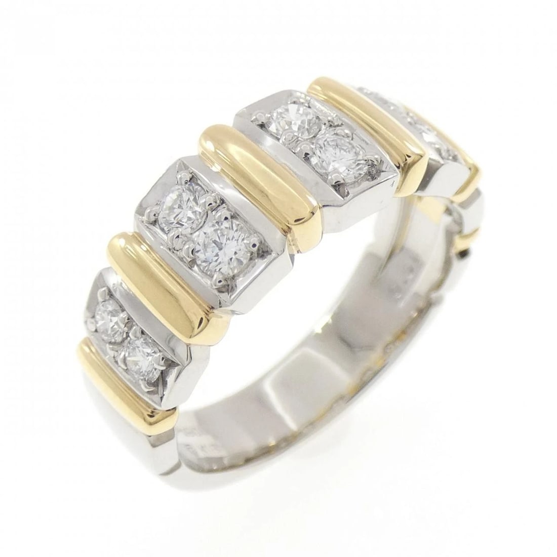 PT900/K18YG DIAMOND RING: PT900/K18YG Diamond Ring Brand: Unbranded Type/Style: Diamond Ring Material: PT900/K18YG, Main Stone/Creation Natural Color: Silver,YG Size: US 7 1/4 Accessories: None Accessories Notice: When