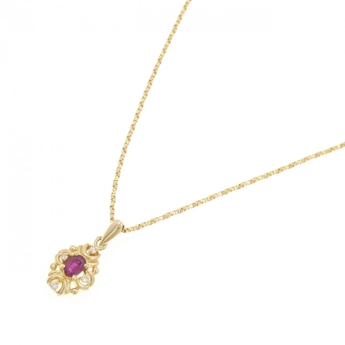 18K YELLOW GOLD RUBY NECKLACE - 2