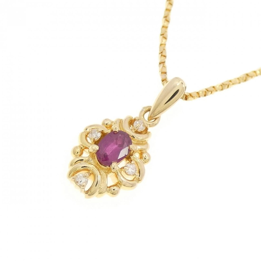 18K YELLOW GOLD RUBY NECKLACE - 3