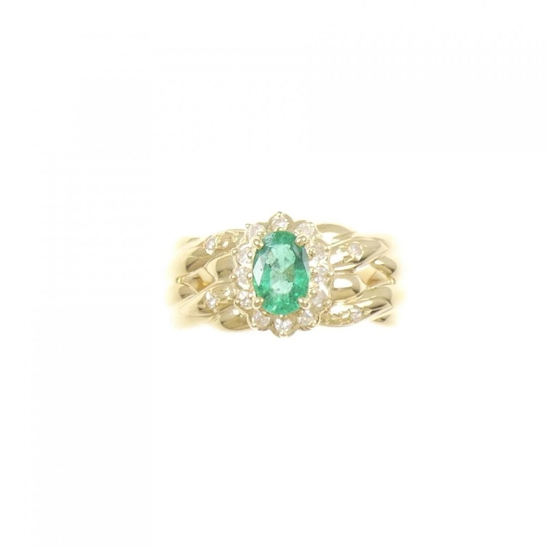18K YELLOW GOLD EMERALD RING: 18K Yellow Gold Emerald Ring Brand: Unbranded Type/Style: Emerald Ring Material: 18 K Yellow Gold, Main Stone/Creation EmeraldSecondary Stone Diamond Color: Yellow Gold Size: US 6 1/4 Accessories: