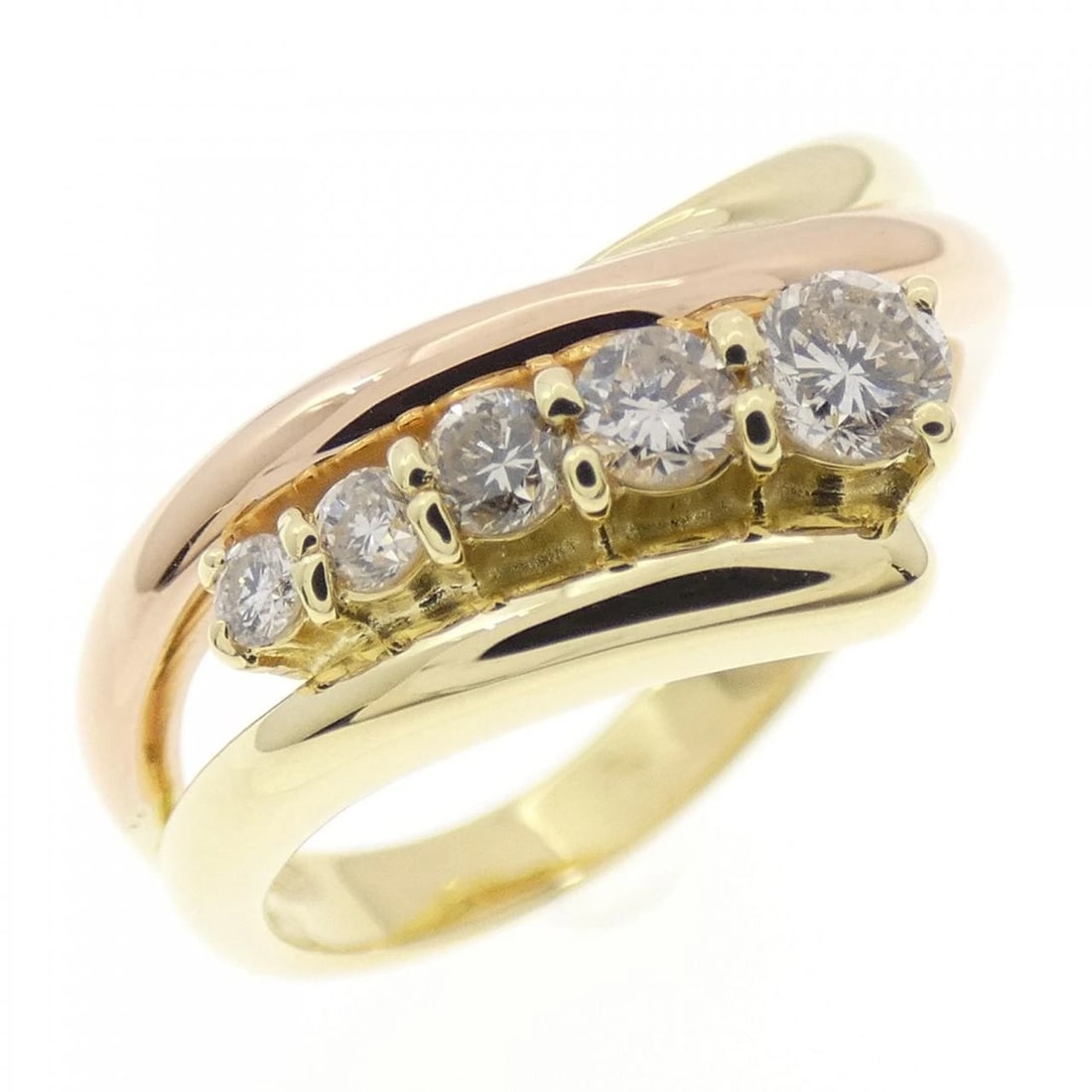 K18YG/K18PG DIAMOND RING: K18YG/K18PG Diamond Ring Brand: Unbranded Type/Style: Diamond Ring Material: K18 Yellow Gold, Main Stone/Creation Natural Color: YG,PG Size: US 6 1/4 Accessories: None Accessories Notice: